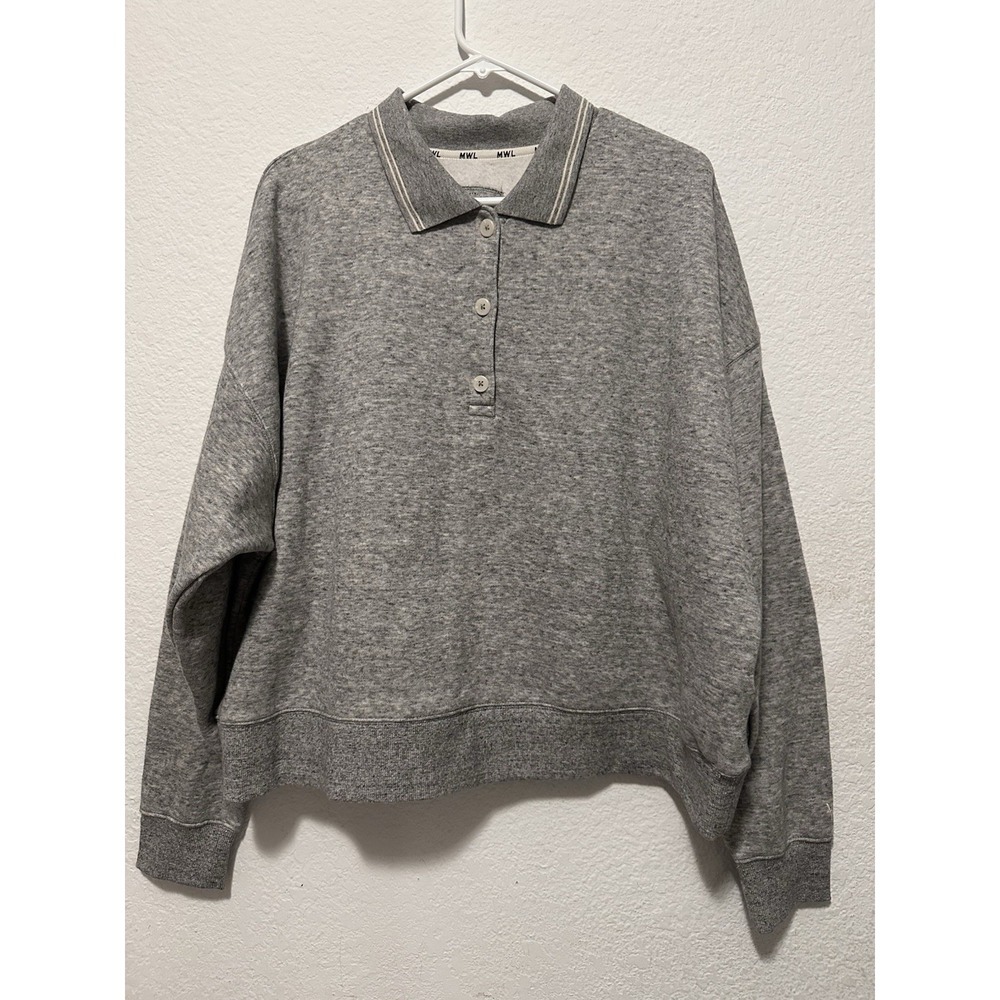 Mwl Make Weekends Longer Gray Collared Sweatshirt… - image 1